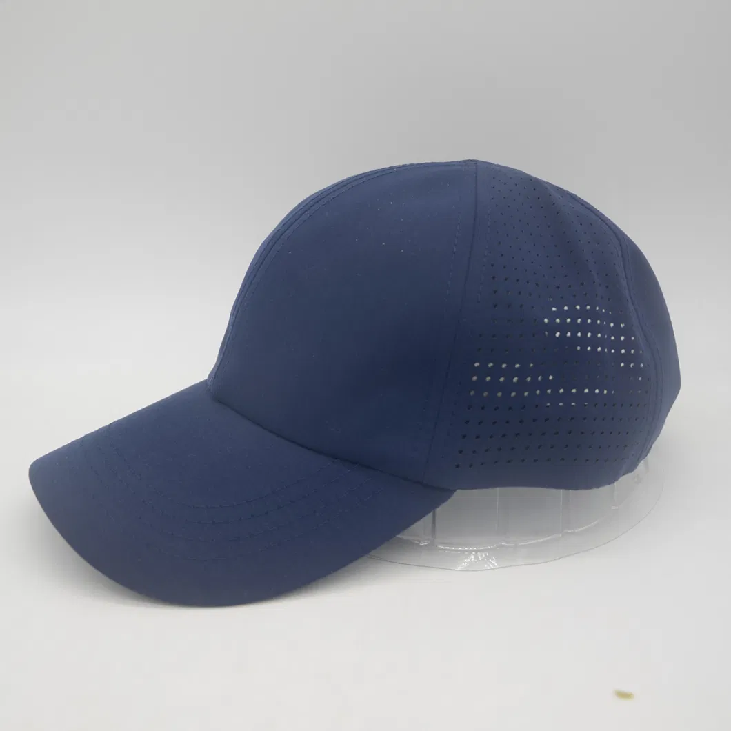 laser Cutting Performated Hole 6 Panel Breathable Polyester Baseball Cap Sport Cap Without Top Button