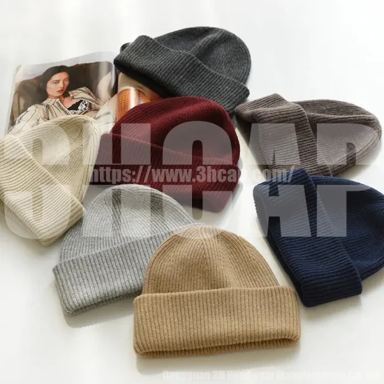 Gorro cálido en blanco personalizado hecho punto invierno llano de alta calidad OEM 3hcap