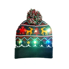 Gorro de punto con POM POM para niños, gorro de Papá Noel con animales bonitos y cálidos para niños de Navidad